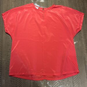 Judy Bond Vintage Blouse SHIRT TOP Size Medium Coral Vermillion Red Made In USA